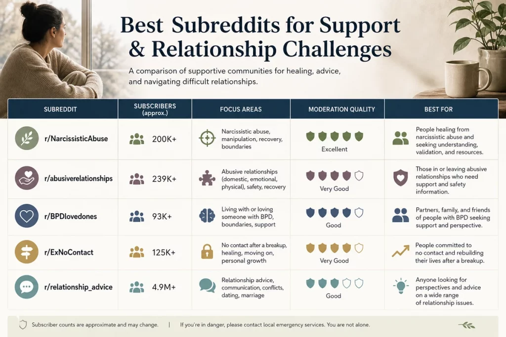 Trauma bonding reddit strengths and limitations — balanced comparison showing vocabulary provision and crisis support on the strengths side versus diagnostic overconfidence and therapy delay on the limitations side