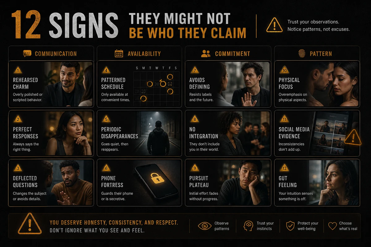 Signs of a player twelve warning indicators — organized into communication patterns availability inconsistencies commitment avoidance and behavioral tells