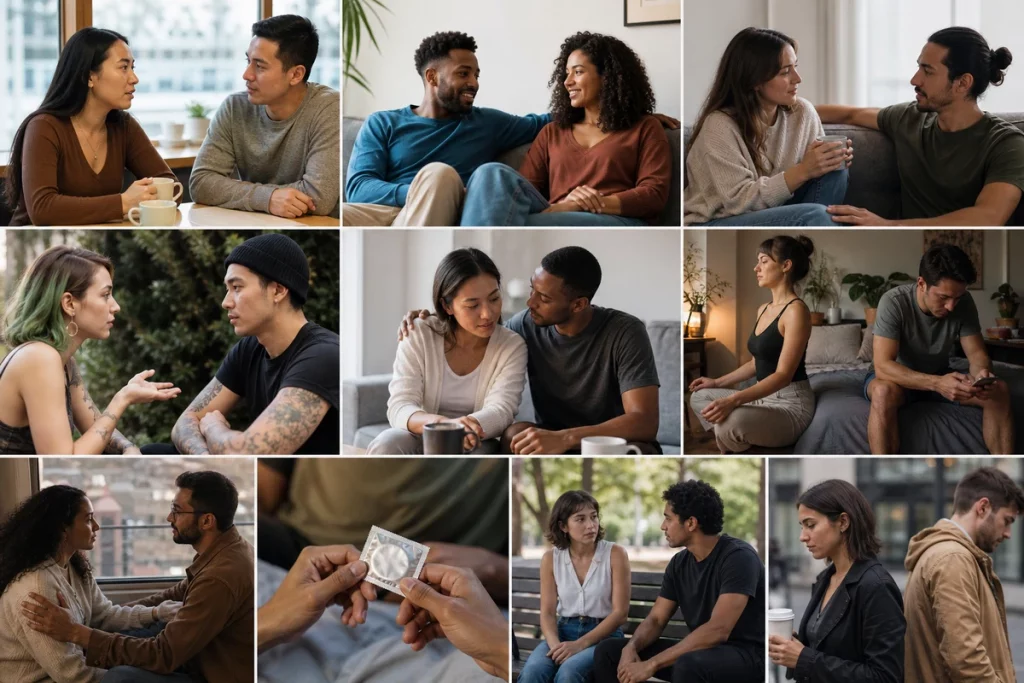 Casual dating rules — ten essential guidelines displayed as a playbook with honesty communication boundaries emotional check-ins and respect principles for maintaining healthy enjoyable casual connections