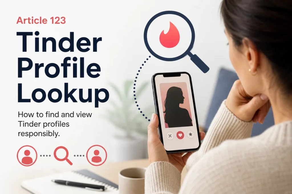 Tinder profile lookup five methods — icons showing Google search reverse image search social media cross-reference phone verification and GuyID identity check