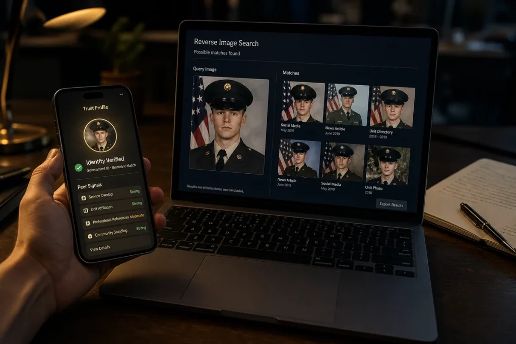 How to verify a military person's identity and avoid a military romance scam using GuyID Trust Profile