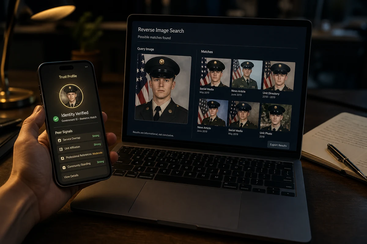 How to verify a military person's identity and avoid a military romance scam using GuyID Trust Profile