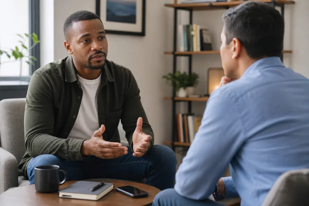 Emotional abuse wife impact on men — diagram showing psychological effects including depression anxiety substance abuse parenting impact and trust damage