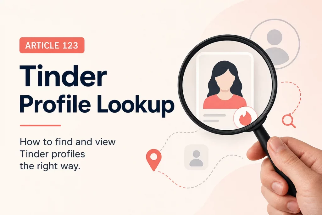 Tinder profile lookup verification sequence — five-step funnel showing reverse image search to social media check to video call to phone verification to GuyID identity confirmation