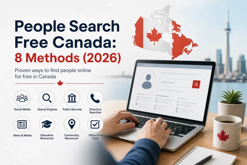 People search free Canada dating verification — five-step Canadian dating safety protocol from reverse image search through GuyID identity verification with Canadian flag markers