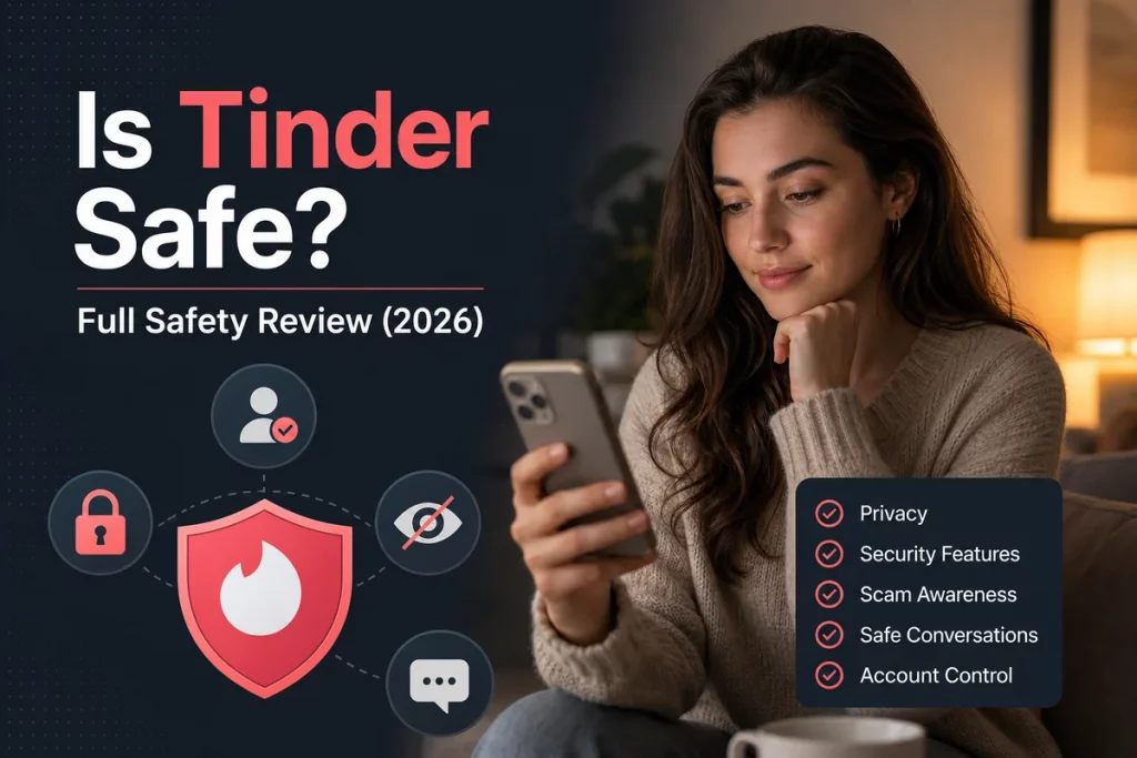Is Tinder safe — seven-step personal safety protocol showing reverse image search social media check video call phone verification sex offender check GuyID verification and first date safety