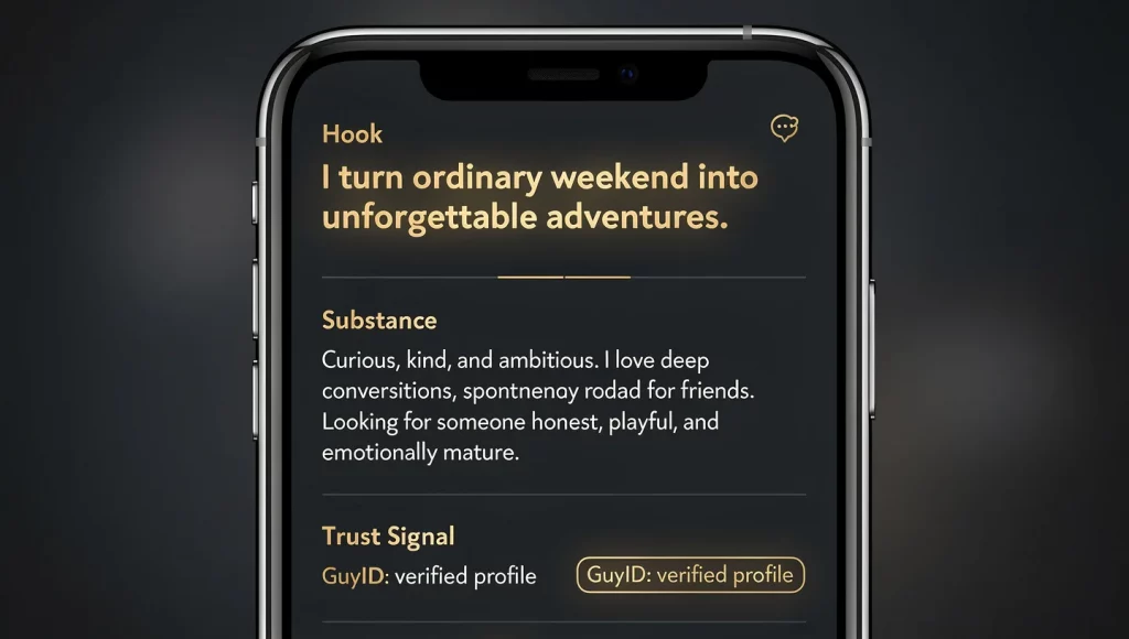 Editorial GuyID hero image showing a quiet trust decision before the date.