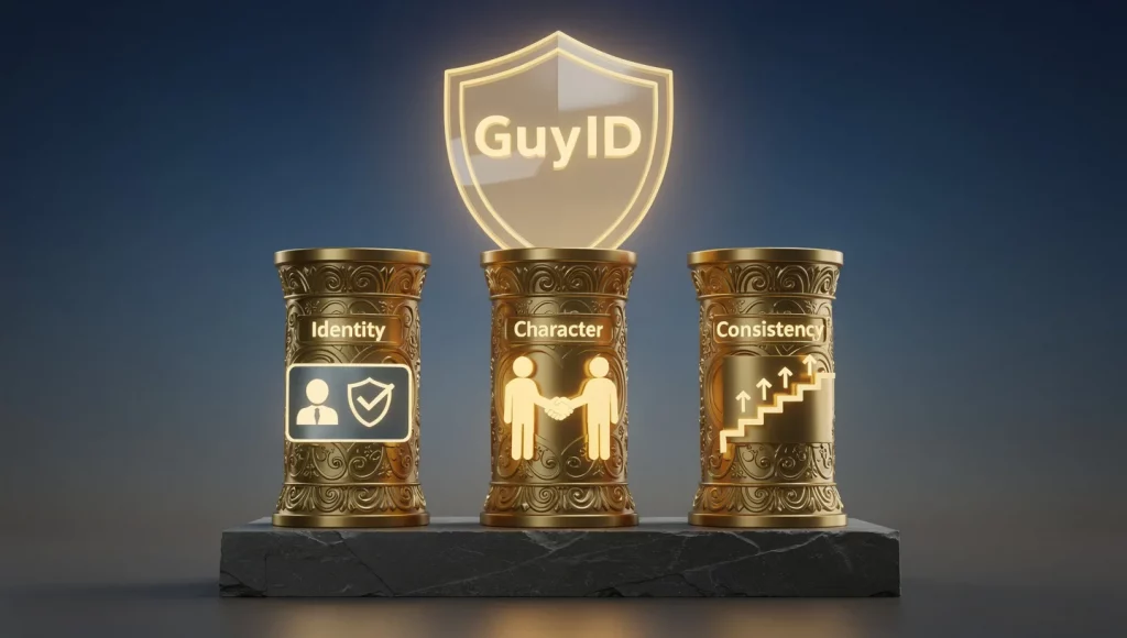 Editorial GuyID hero image showing a quiet trust decision before the date.
