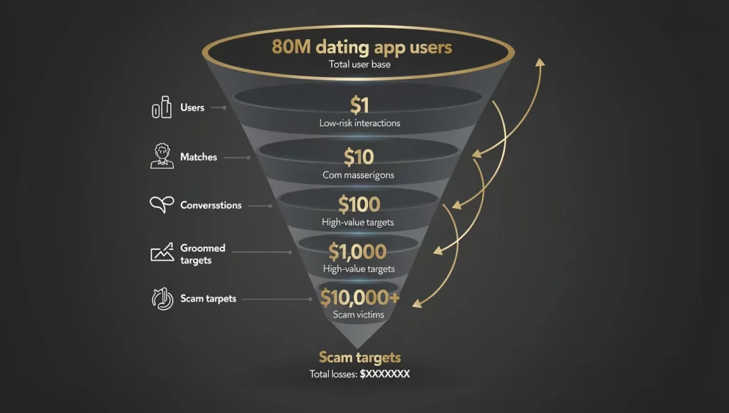 Illustration from Why Do Scammers Target Dating Apps? The $1.3B Answer (2026).